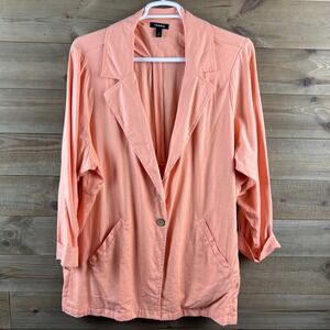 Torrid Womens Blazer Longline Linen Blend Button Front Jacket Salmon Size 4X